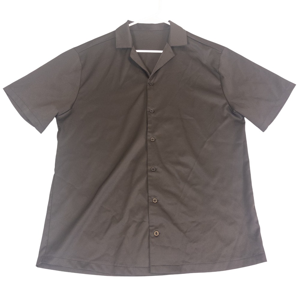 Shein Mens XXL Short Sleeve Button Down Shirt Black Camp Collar Casual Top